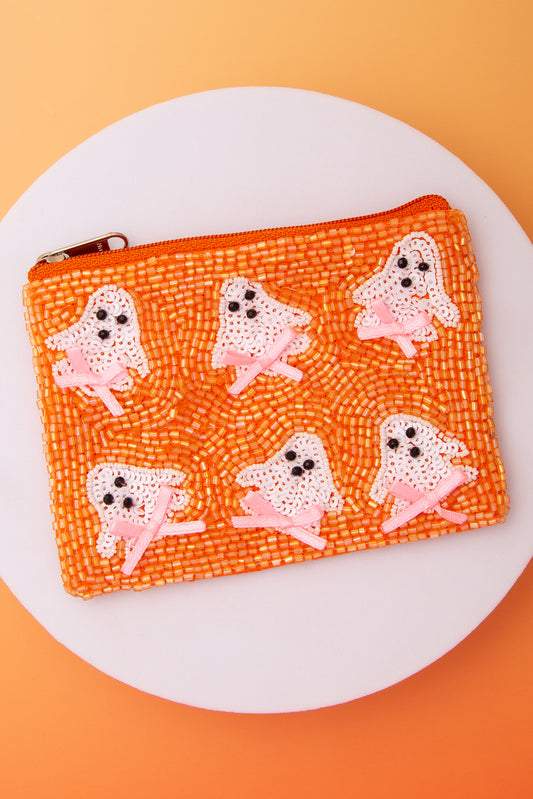 Kimberley Halloween Theme Ghost Coin Bag with Pink Bows