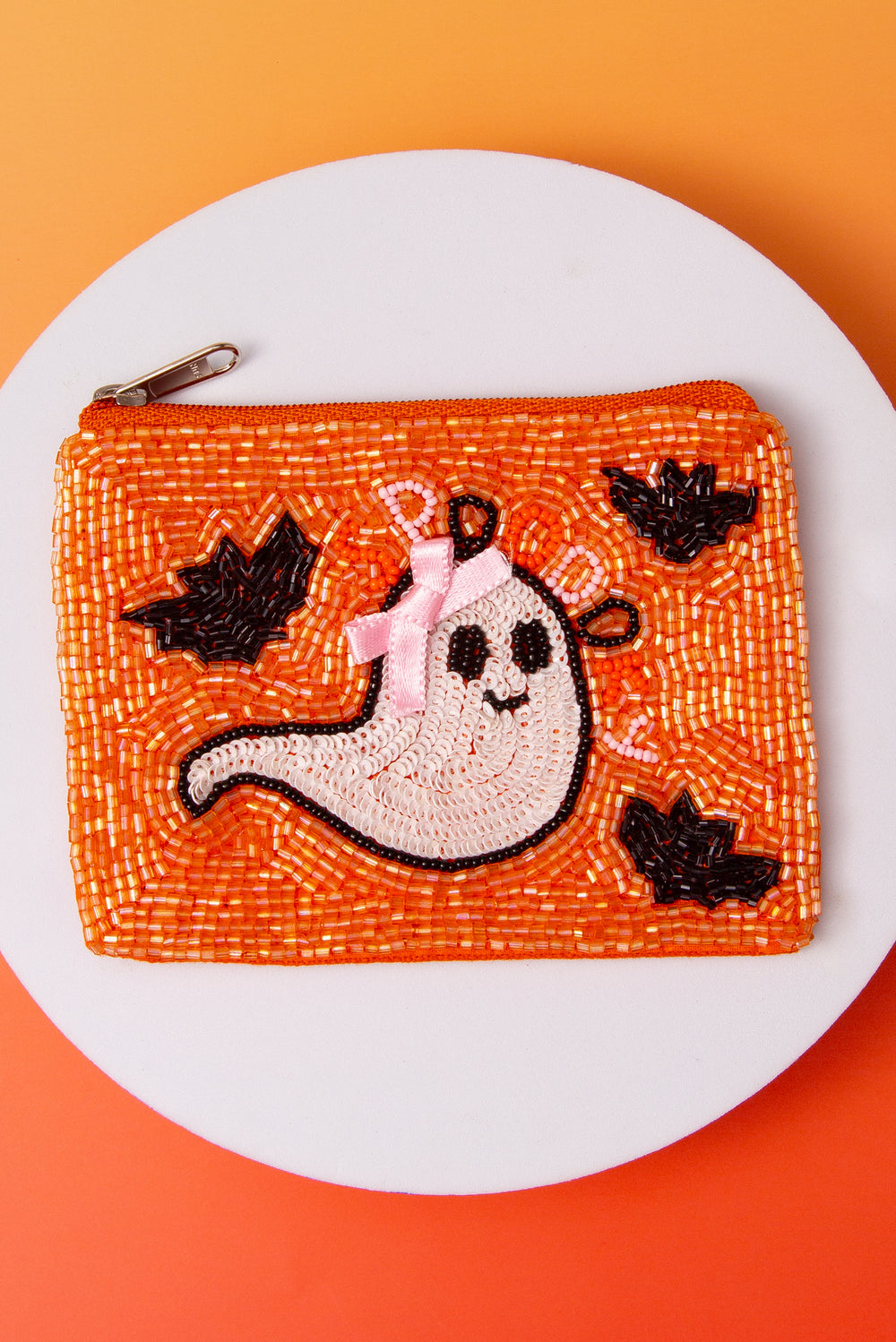 Cindy Halloween Ghost Seed Beaded Coin Bag
