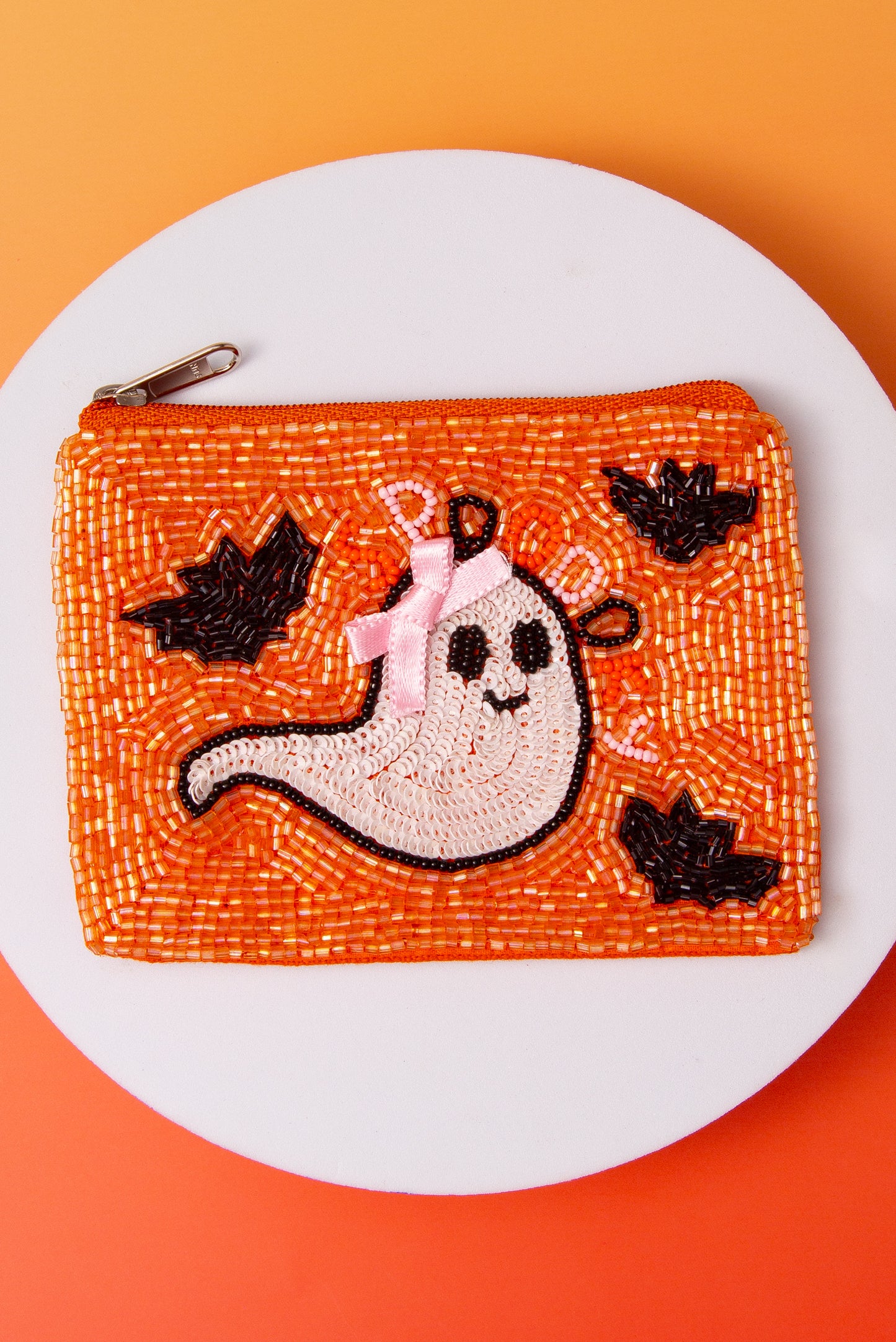 Cindy Halloween Ghost Seed Beaded Coin Bag