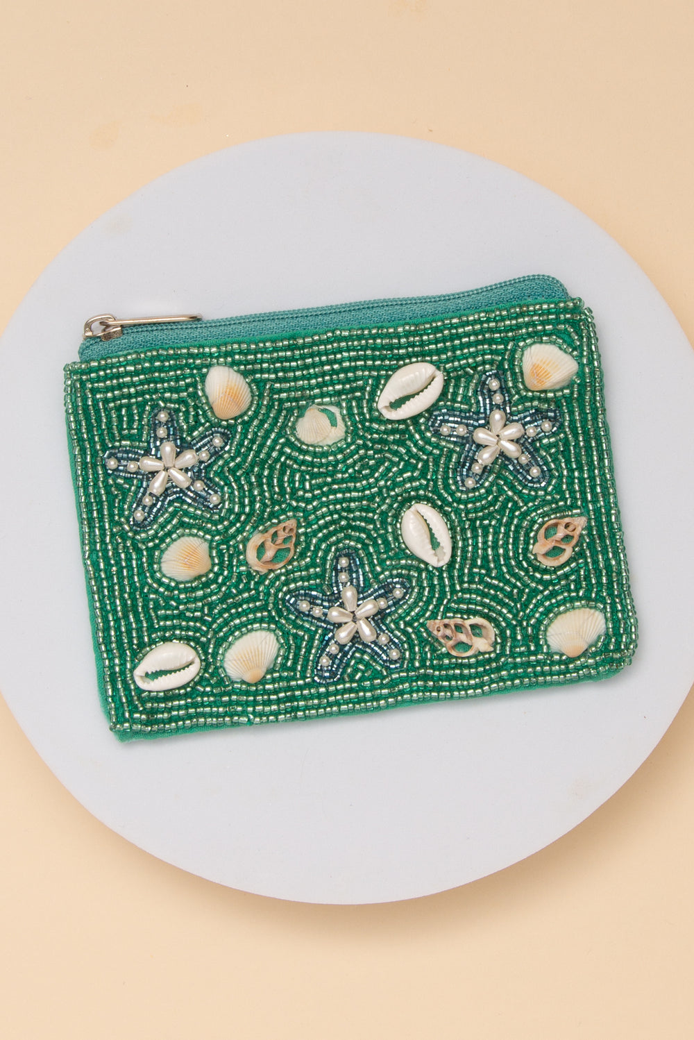 Mackenzie Starfish Turquoise Coin Bag With Seashell Beadwork