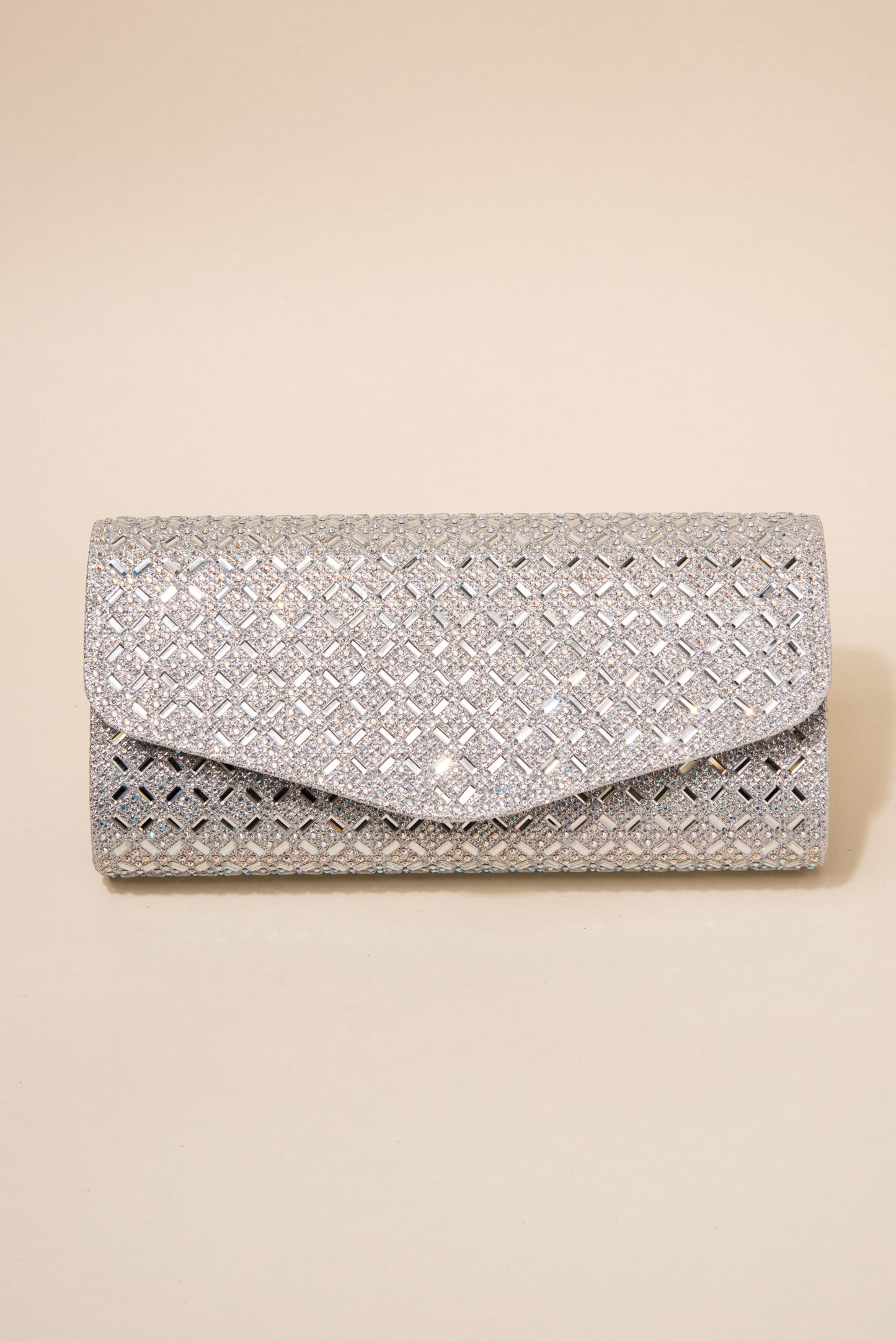 Rachel Diamond Grid Embellished Envelope Clutch