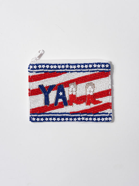 Lydia Yall 4th of July  Beaded Coin Bag