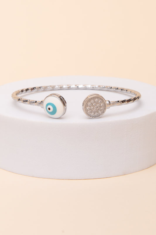 Colette Evil Eye Cubic Zirconia Pave Disk Cuff Bracelet