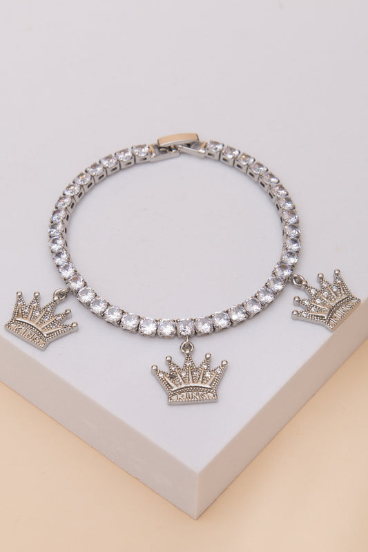 Lilliana Cubic Zirconia King Crown Charm Tennis Bracelet
