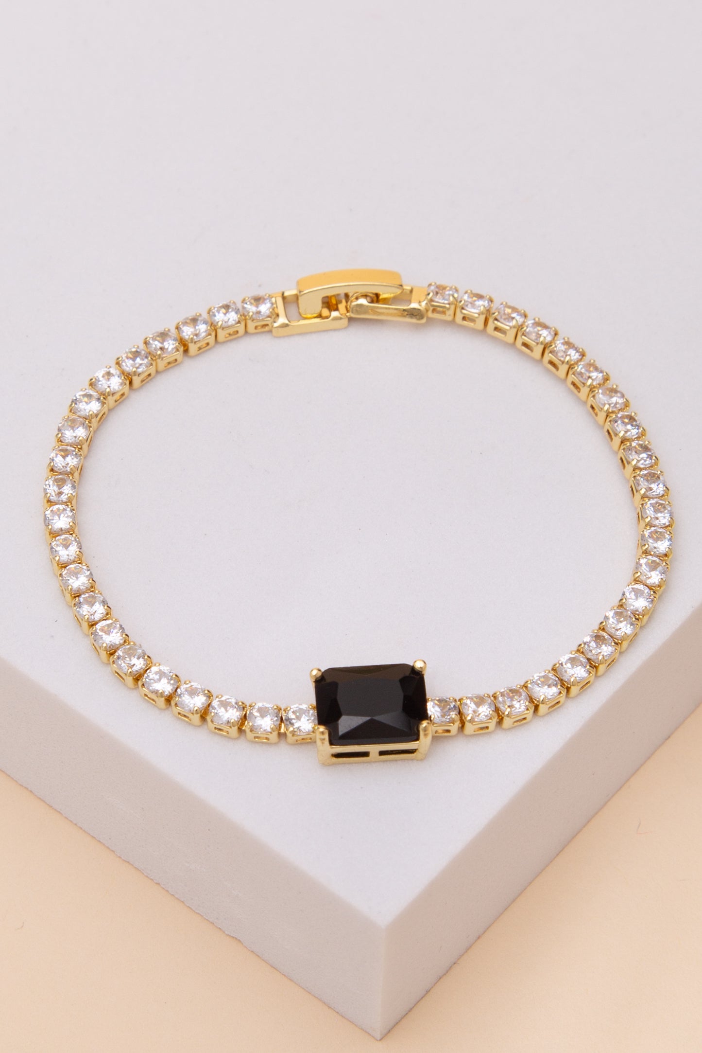 Elle Black Square Cut Cubic Zirconia Tennis Bracelet