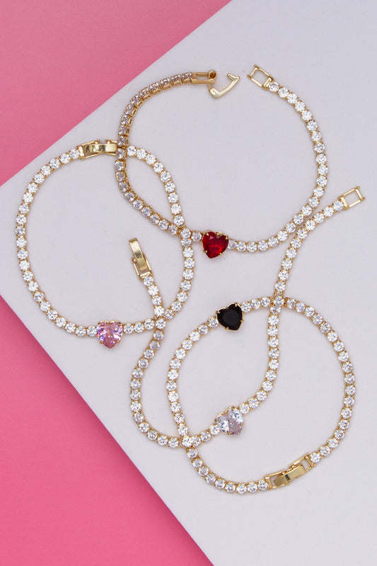 Vera Heart Cut Cubic Zirconia Tennis Bracelet