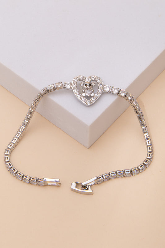 Hanna Cubic Zirconia Teddy Bear Open Heart Tennis Bracelet