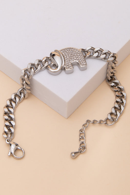 Kimberly Cubic Zirconia Pave Elephant Curb Chain Bracelet
