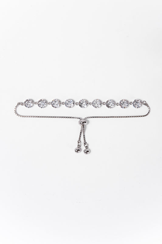 Juliette CZ Solitaire Bezzle Adjustable Bracelet - Silver