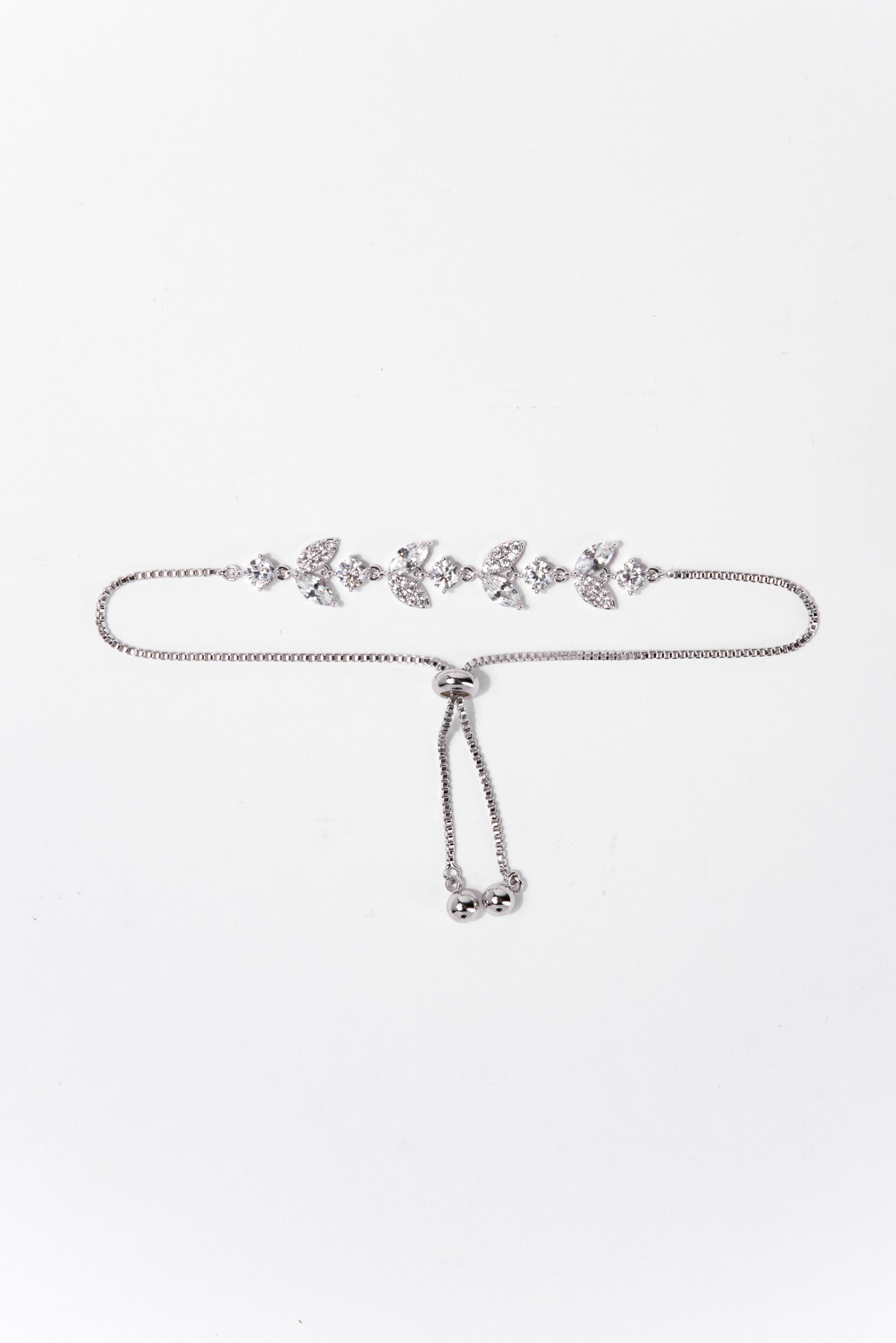 Adelisa CZ Vine Adjustable Bracelet - Silver