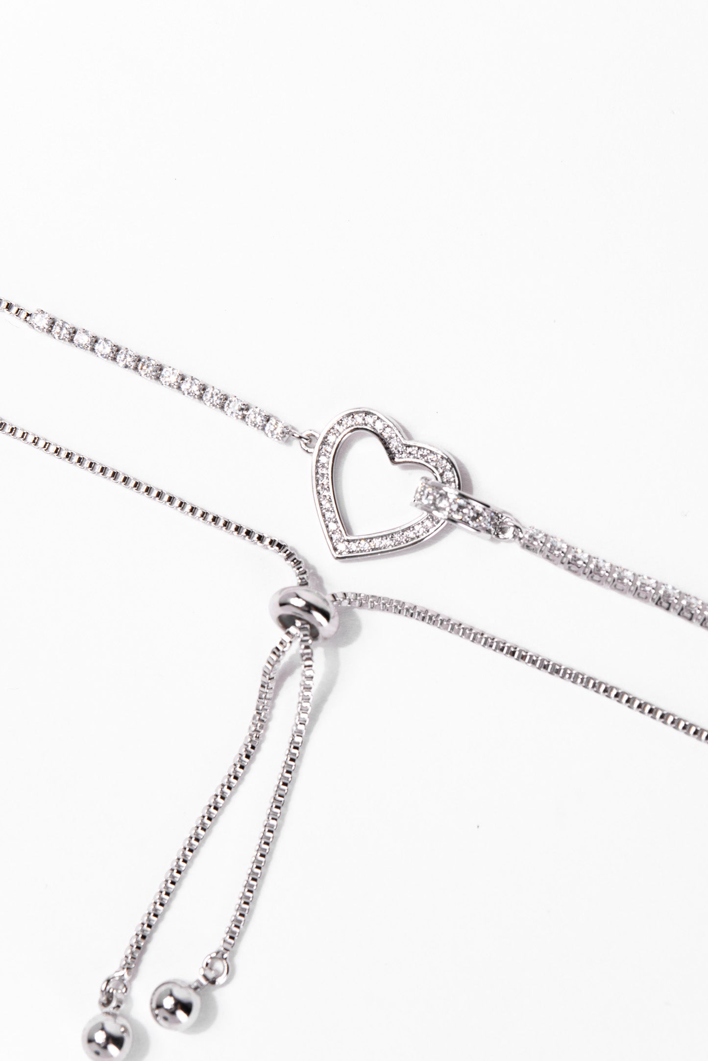 Love CZ Heart Adjustable Bracelet