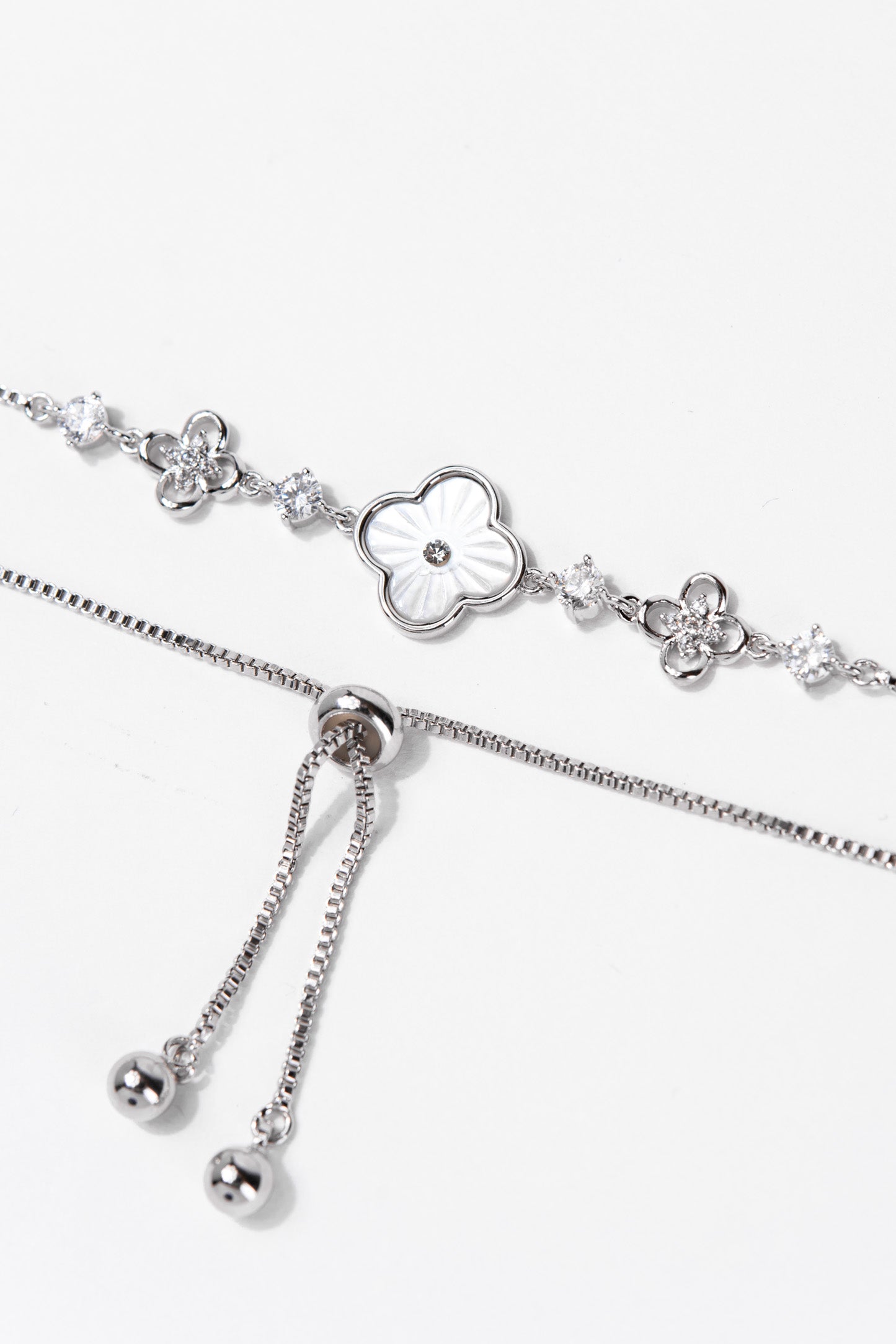 Essie Pearl Floral Adjustable Bracelet - Silver