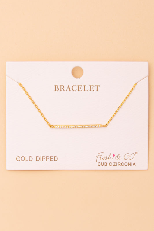 Celine Cubic Zirconia Pavé Bar Chain Bracelet | Gold
