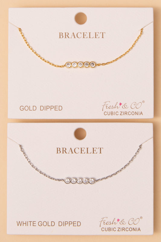 Natalia Bezel-Set Cubic Zirconia Bar Chain Bracelet