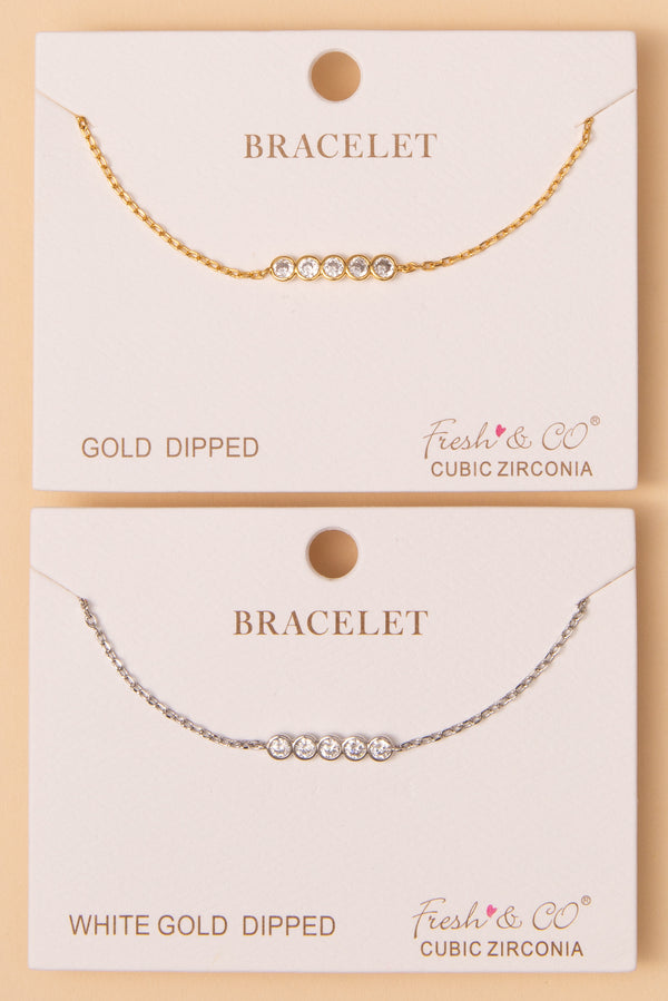 Natalia Bezel-Set Cubic Zirconia Bar Chain Bracelet