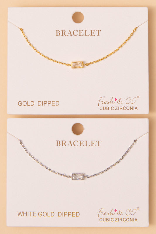 Julia Bezel-Set Baguette Cut Cubic Zirconia Solitaire Bracelet