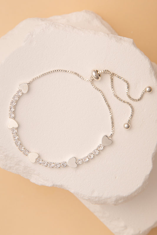 Brielle Cubic Zirconia with Alternating Heart Bolo Bracelet