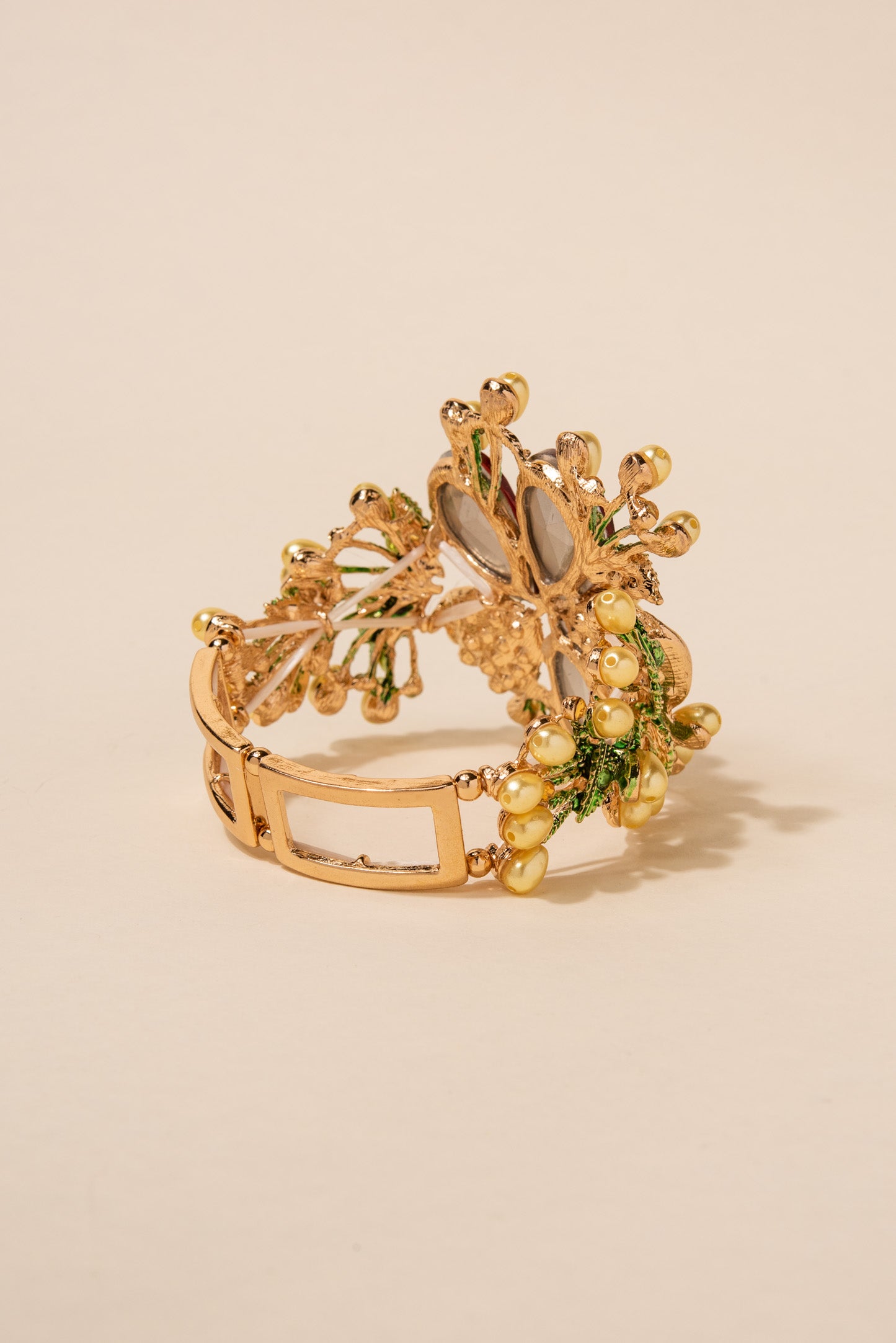 Duchess Floral Crystal Corsage Stretch Bracelet - Amber