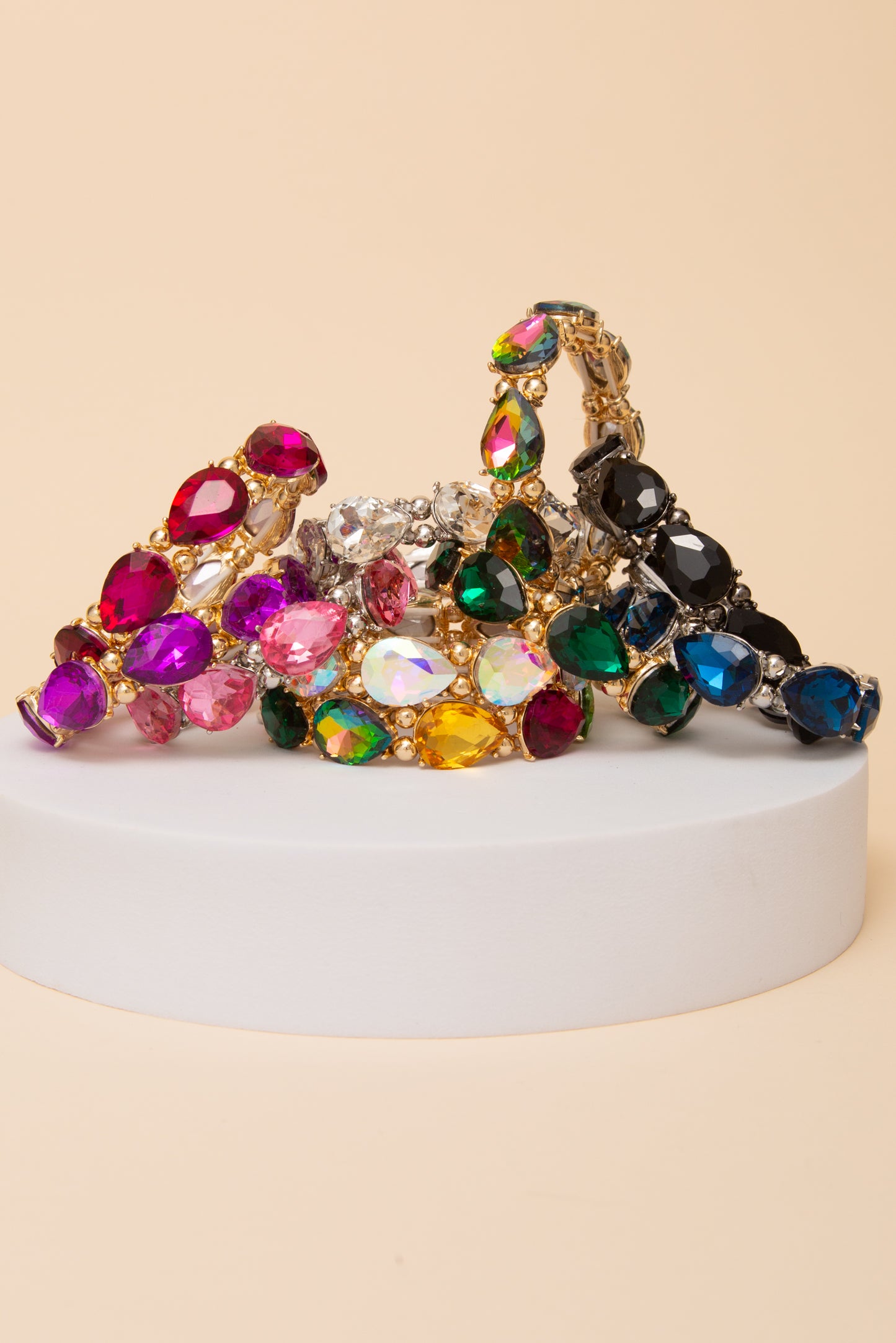 Julianna Pear Cut Crystal Stretch Bracelet