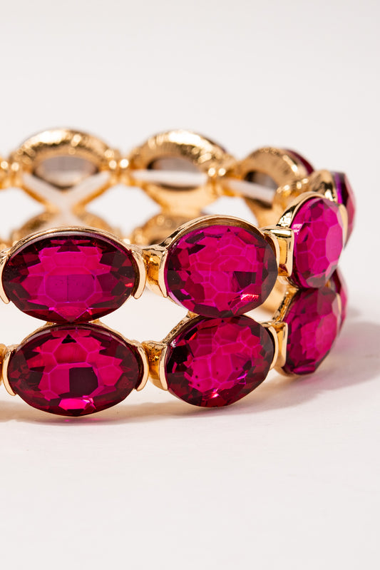 Jayla Rhinestone Stretch Bracelet | Fuchsia