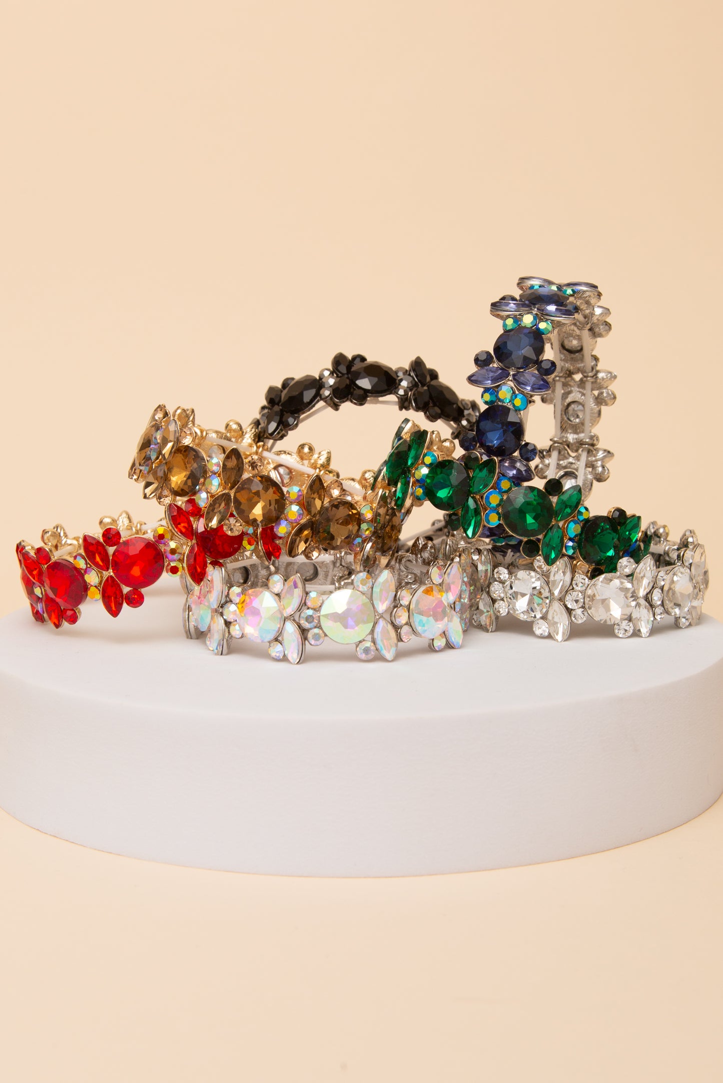 Carolina Baroque Crystal Gemstone Cluster Stretch Bracelet