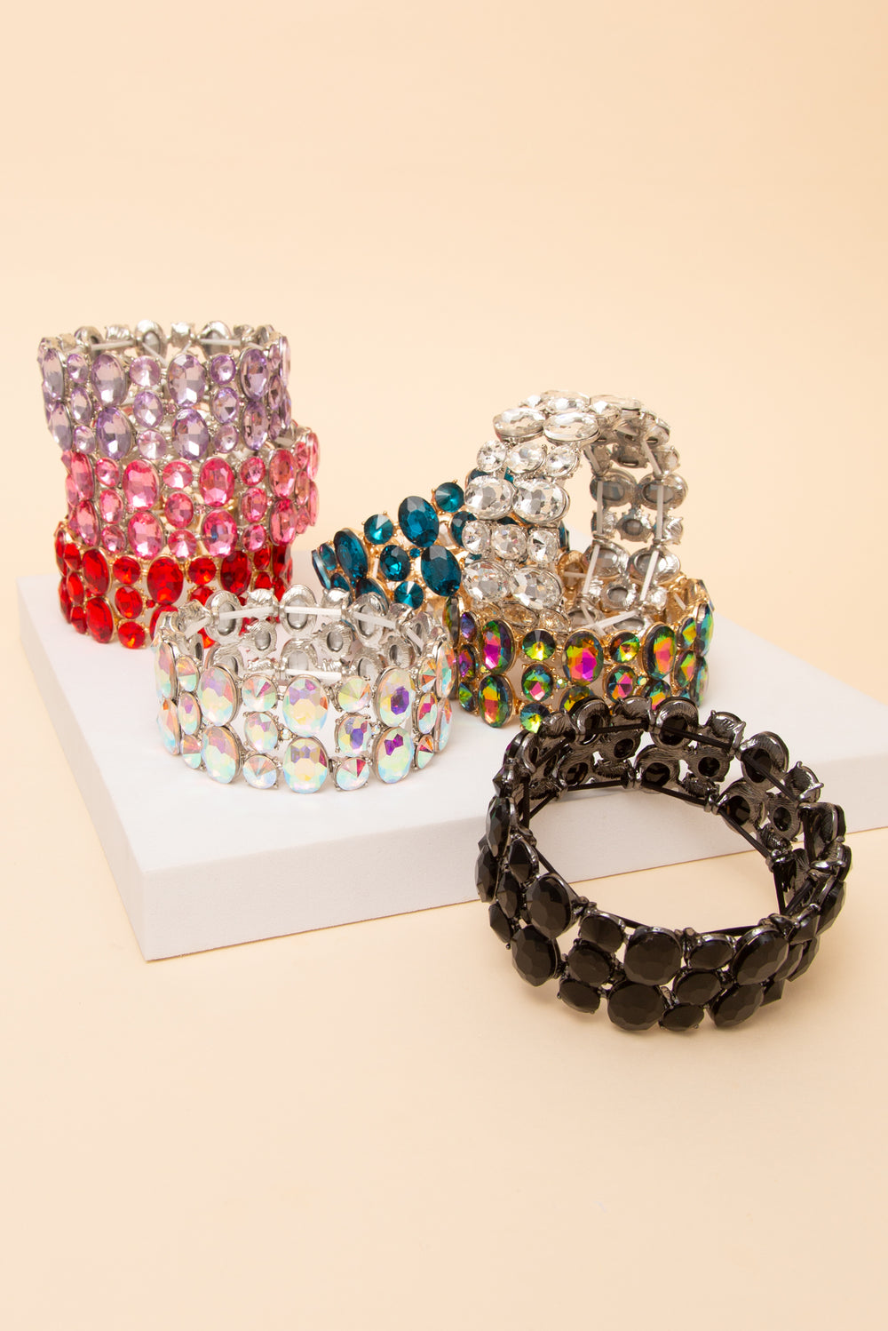 Amelia 3 Row Stone Stretch Bracelet