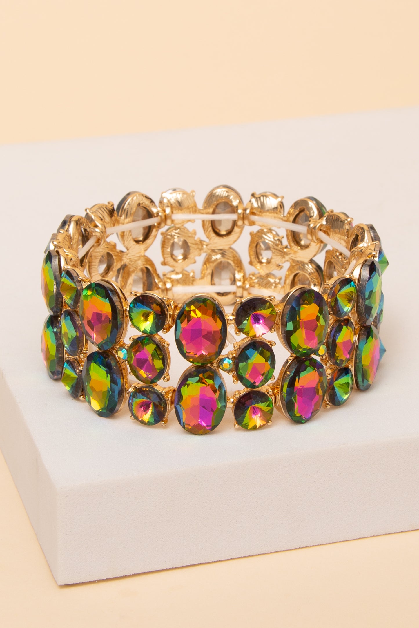 Amelia 3 Row Stone Stretch Bracelet