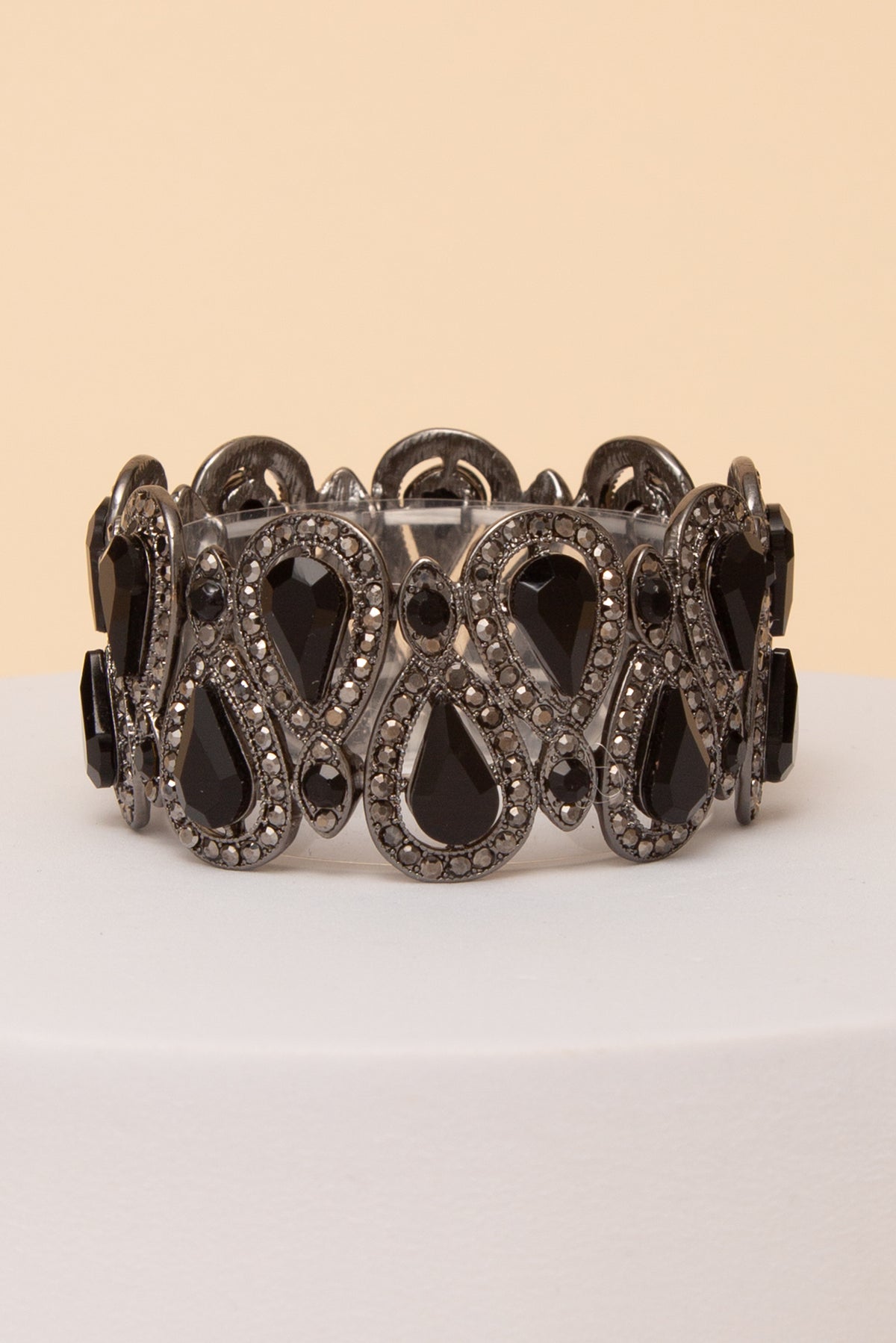 Abigail Stone Stretch Bracelet | Black
