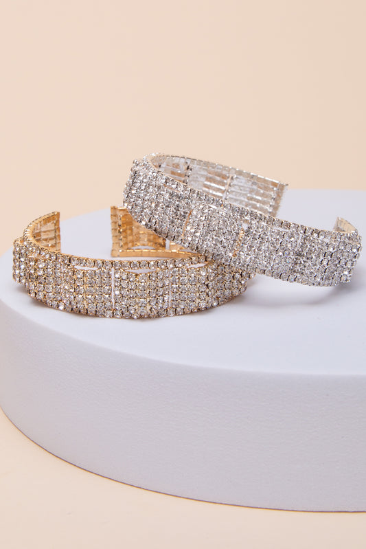 Evangeline Rhinestone Embellished Cuff Bracelet