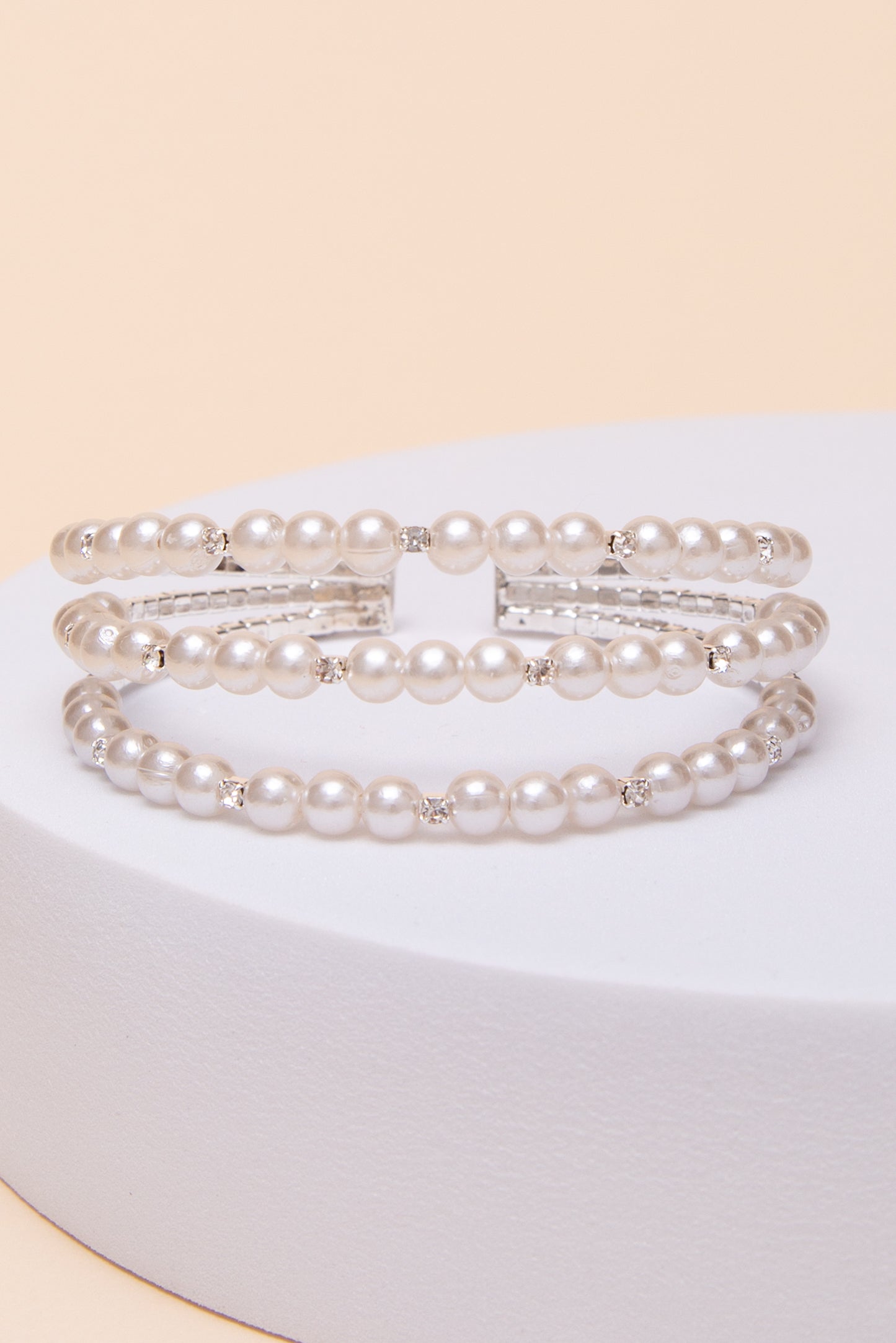 Hannah Multi-Row Pearl & Crystal Cuff Bracelet