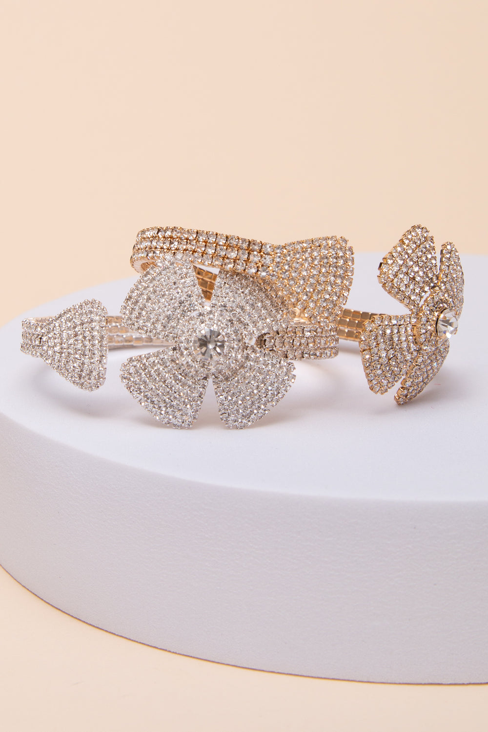 Iris Floral Crystal Pavé Cuff Bracelet