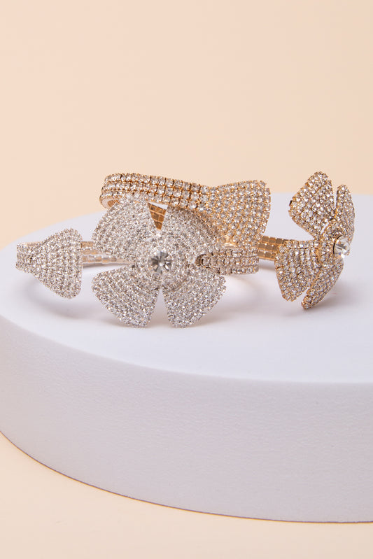 Iris Floral Crystal Pavé Cuff Bracelet