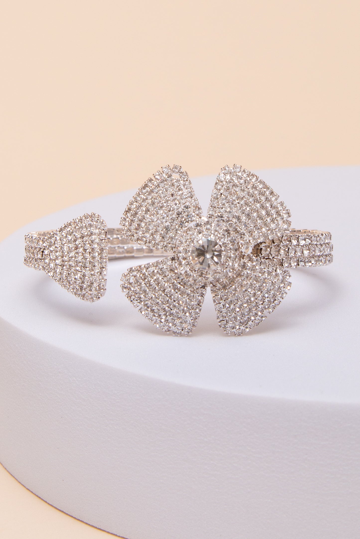 Iris Floral Crystal Pavé Cuff Bracelet
