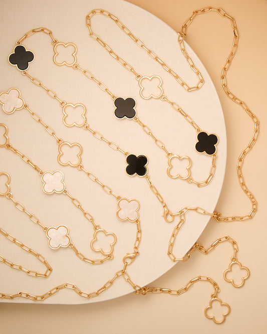 Annie  Epoxy Quatrefoil Clover Adjustable Chain Link Belt