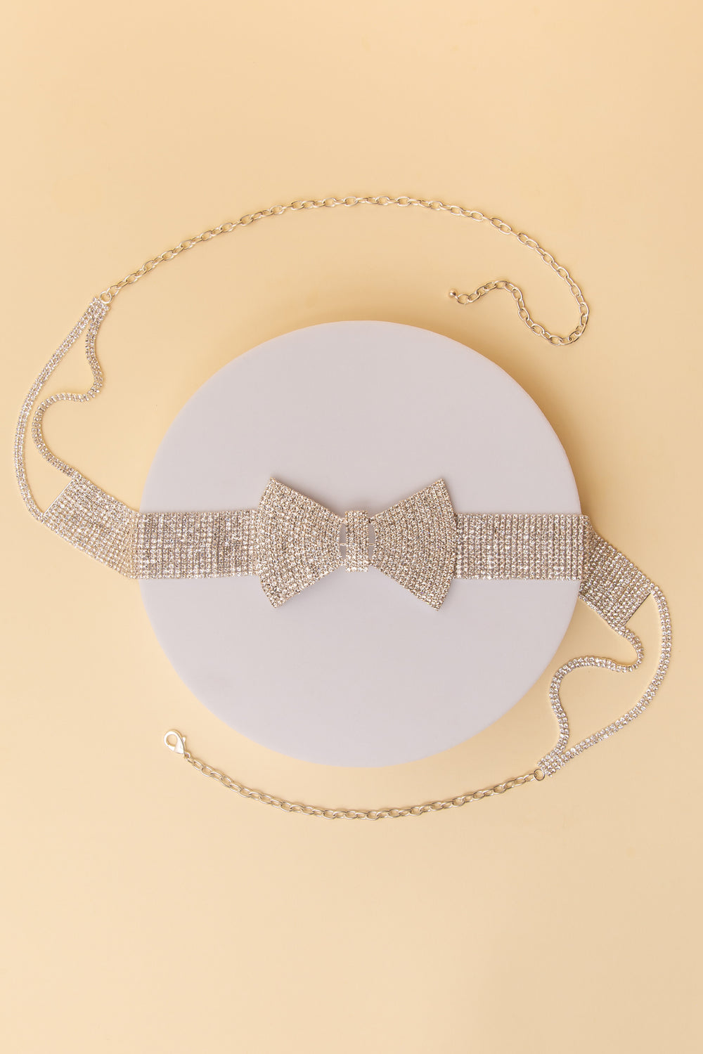 Summer Rhinestone Bowtie Motif Buckle Belt With Adjustable Length