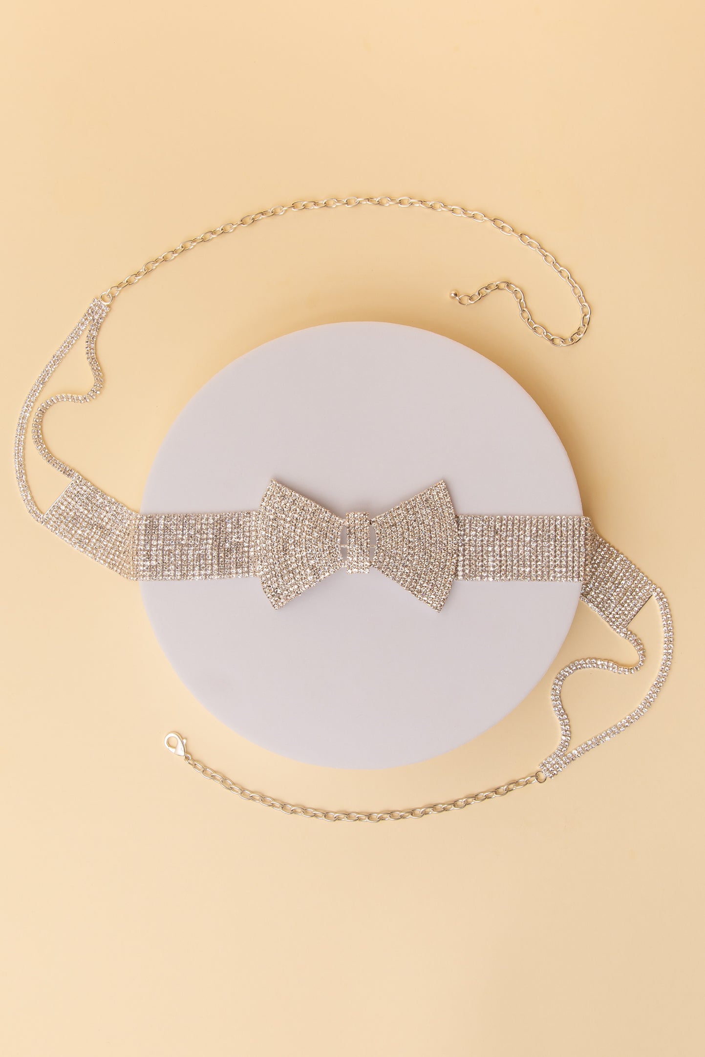Summer Rhinestone Bowtie Motif Buckle Belt With Adjustable Length