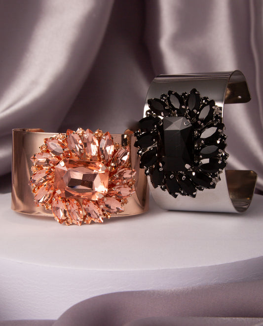 Johanna Floral Crystal Faceted Cuff Bracelet