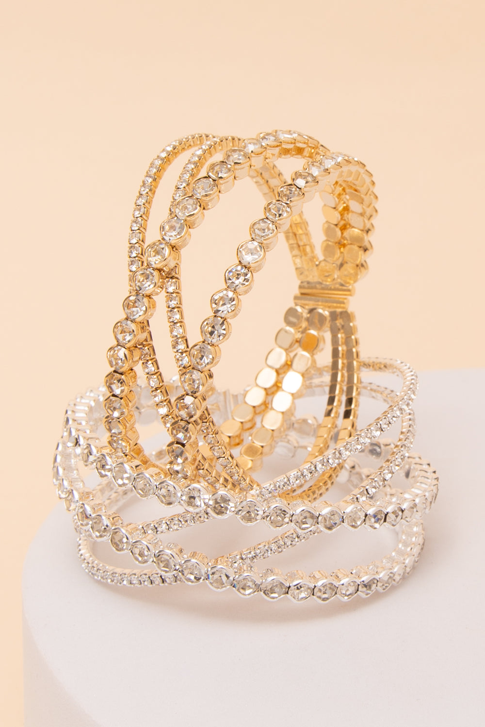 Elena Criss Cross Openwork Rhinestone Cuff Bracelet
