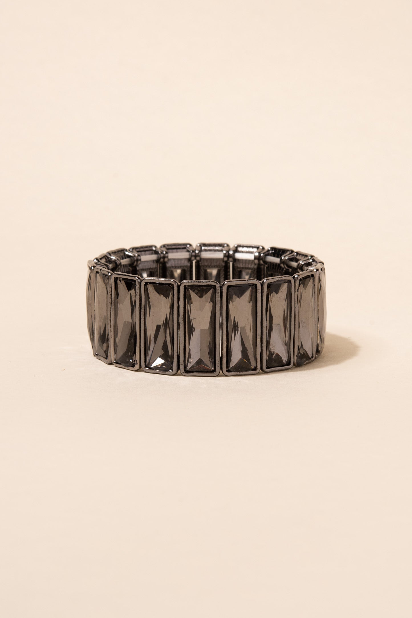 Kira 3 Row Octagon Rhinestone Cut Stretch Bracelet - Gray – Sophia  Collection