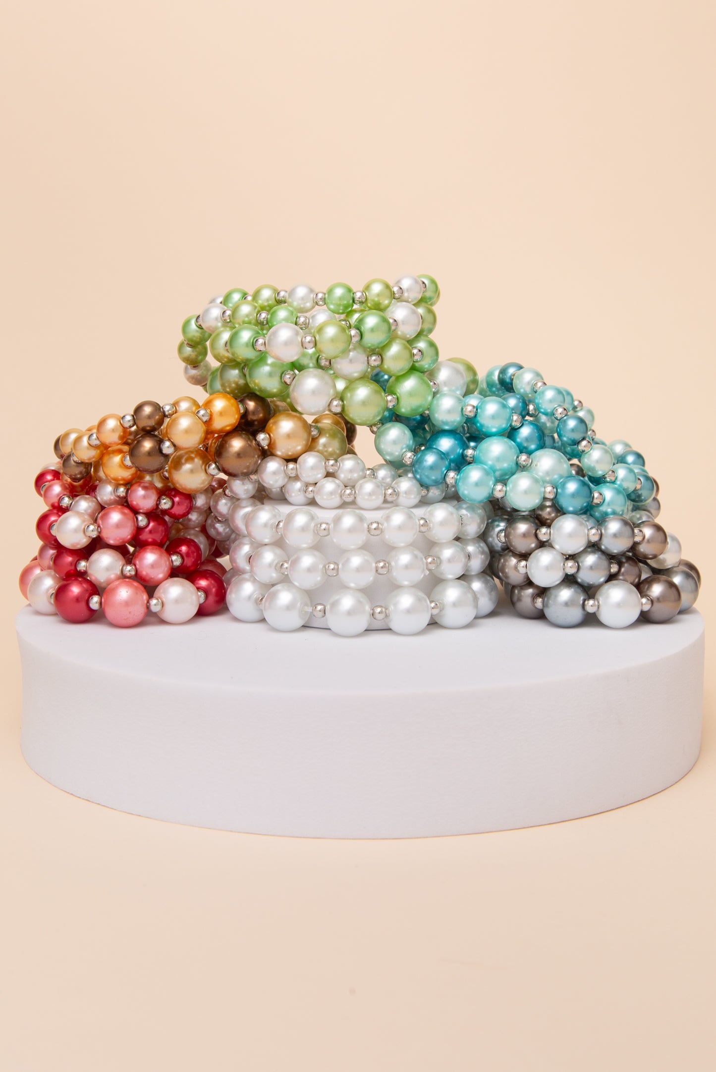 Alayah Multi Row Pearl Stretch Bracelet Set