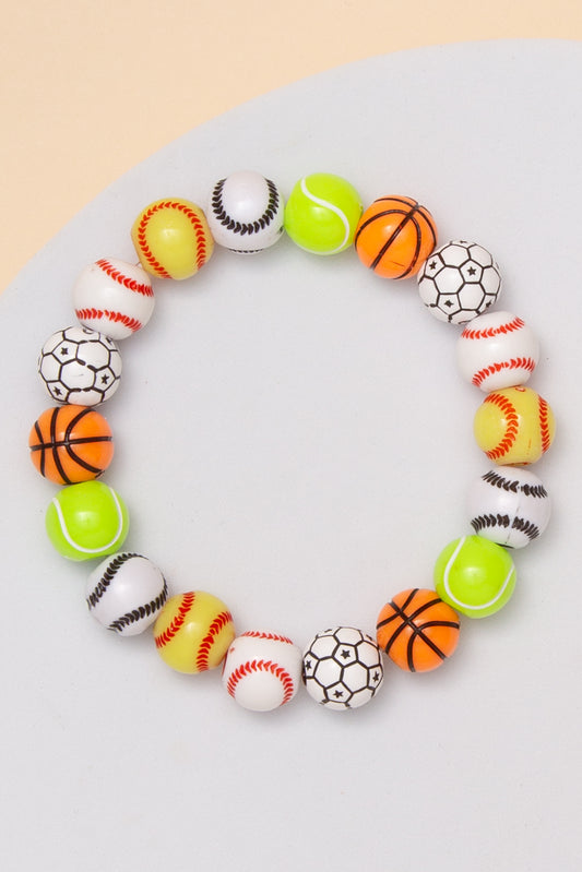 Maddison Game Day Multi Sports Stretch Bracelet With Mixed Ball Beads