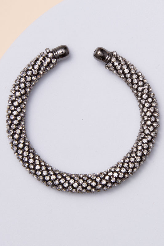 Stacy Rhinestone Cuff Bracelet | Black