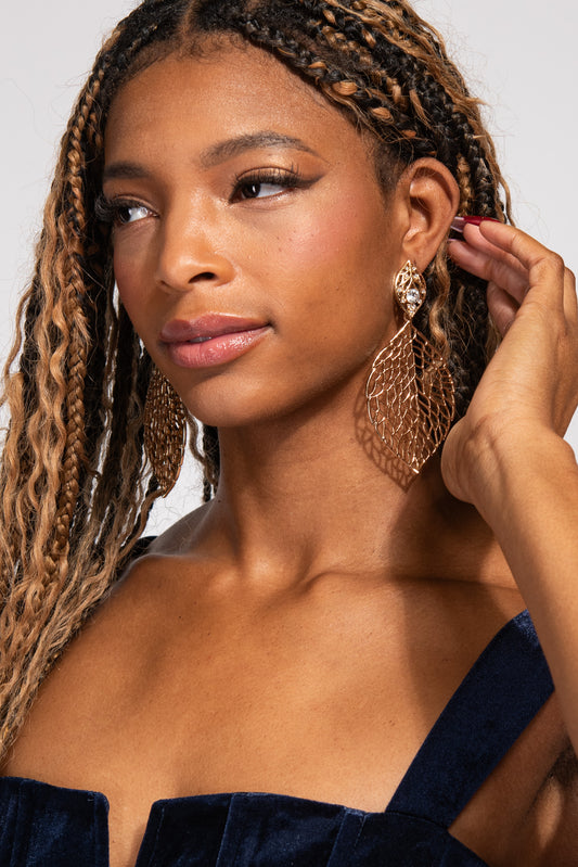Marissa 2-Tier Filigree Leaf Clip-On Earrings