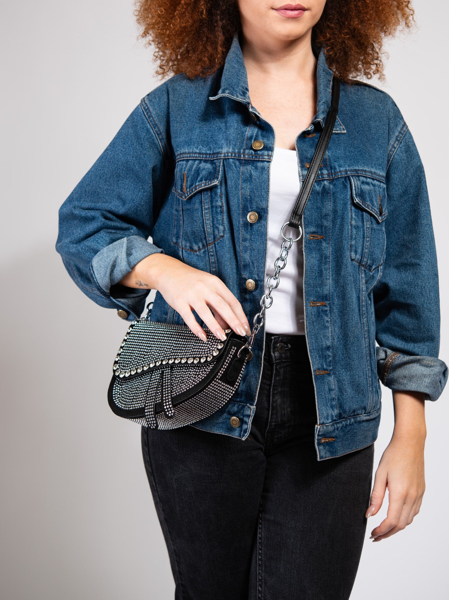 Azariah Chain Handle Faux Leather Shoulder Bag