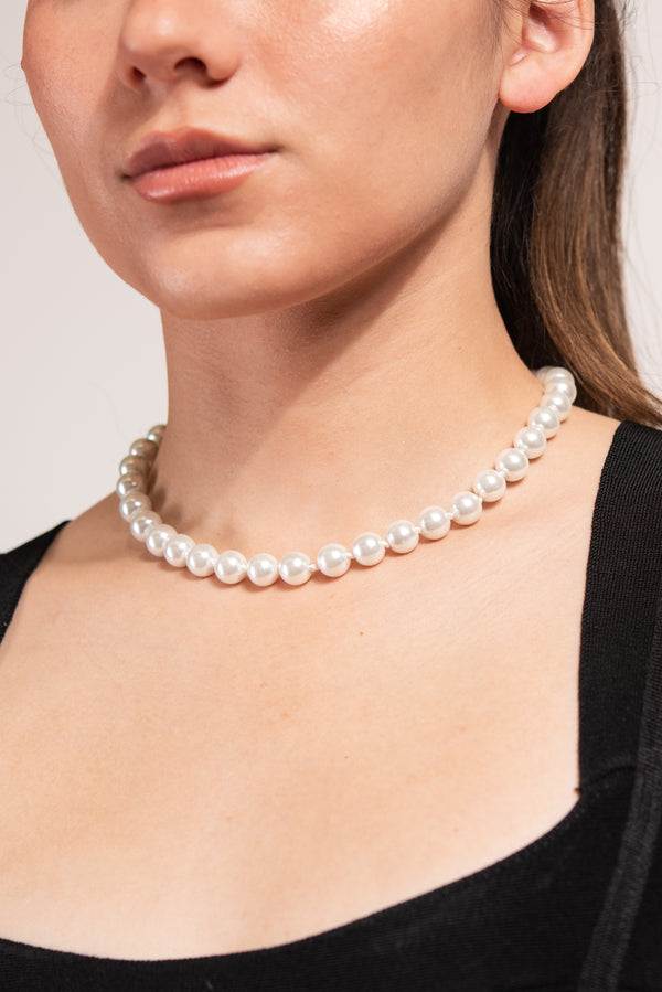 Athena Pearl Choker Necklace - White
