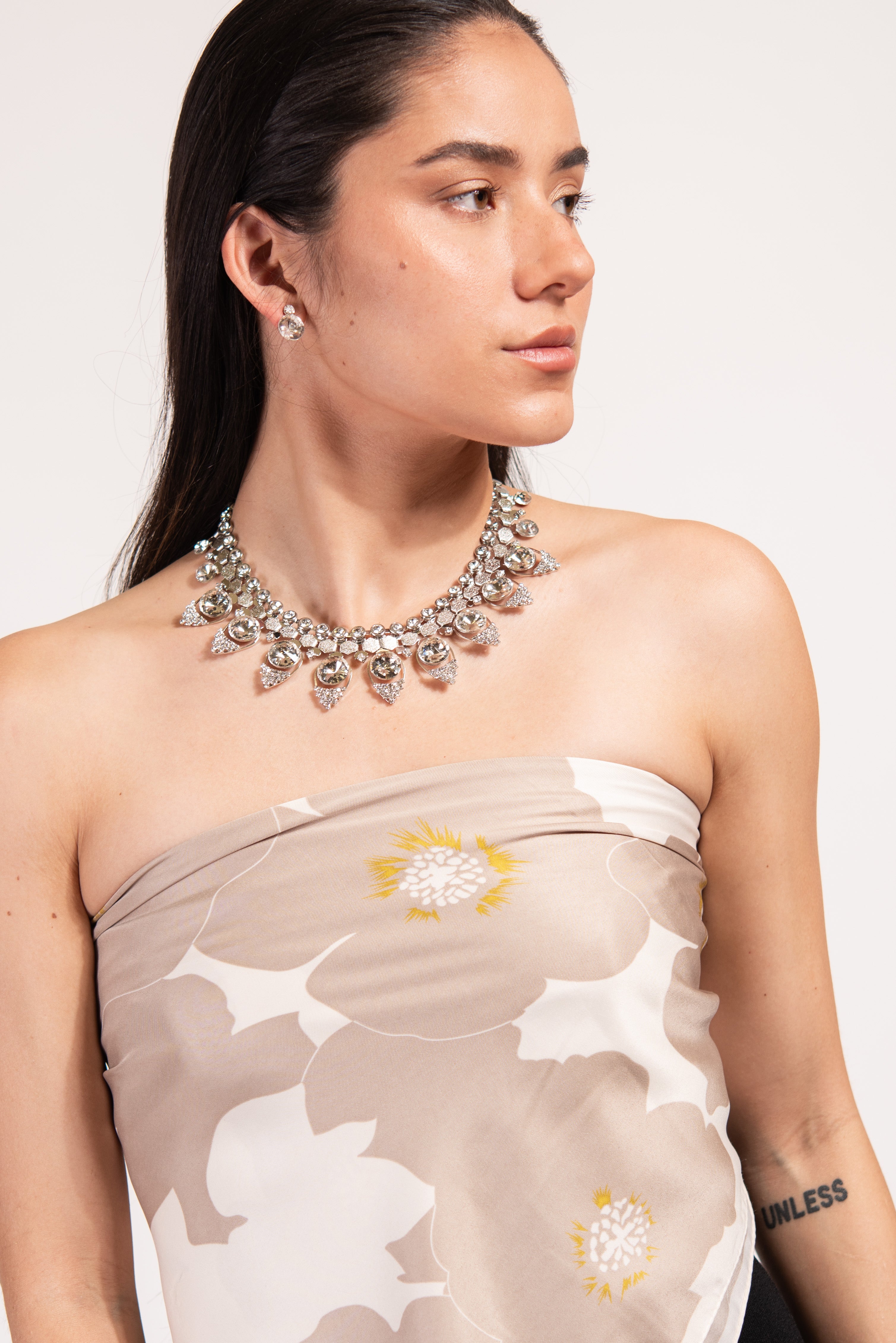 Ramona Teardrop Geometric Necklace & Earring Set | Silver