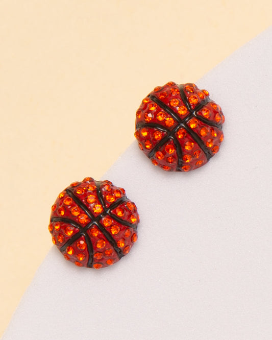 Brielle Gameday Rhinestone Basketball / Soccer / Volleyball Earrings | Orange