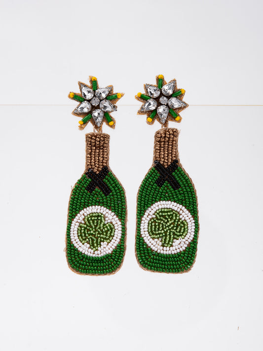 Maeve Saint Patrick's Bottle Clover Drop Earrings