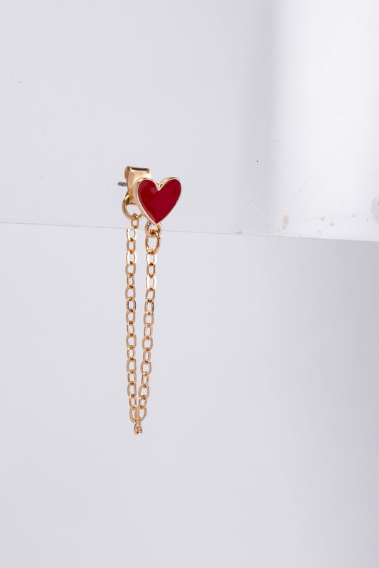 Alani Enamel Heart Valentine's Day Chain Drop Earrings
