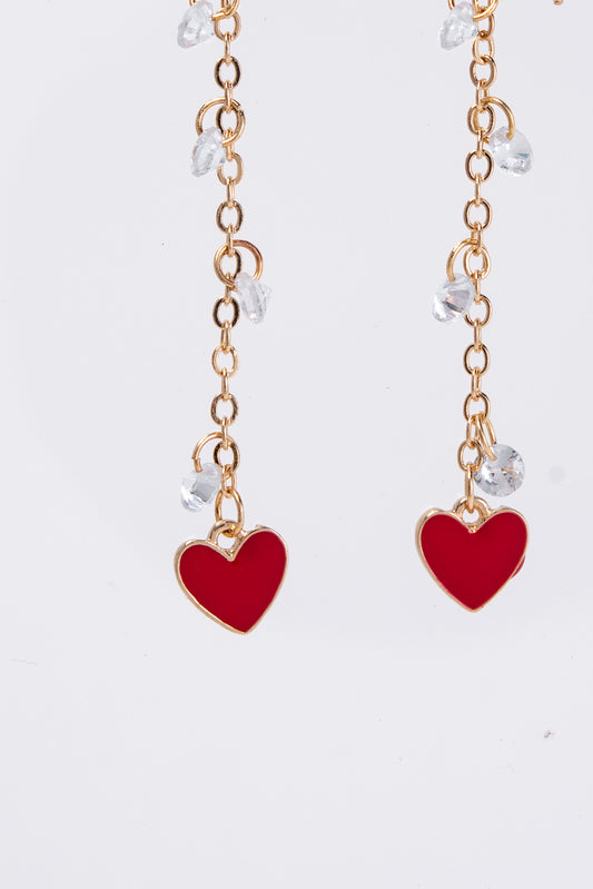Lainey Enamel Heart Valentine's Day Chain Drop Earrings